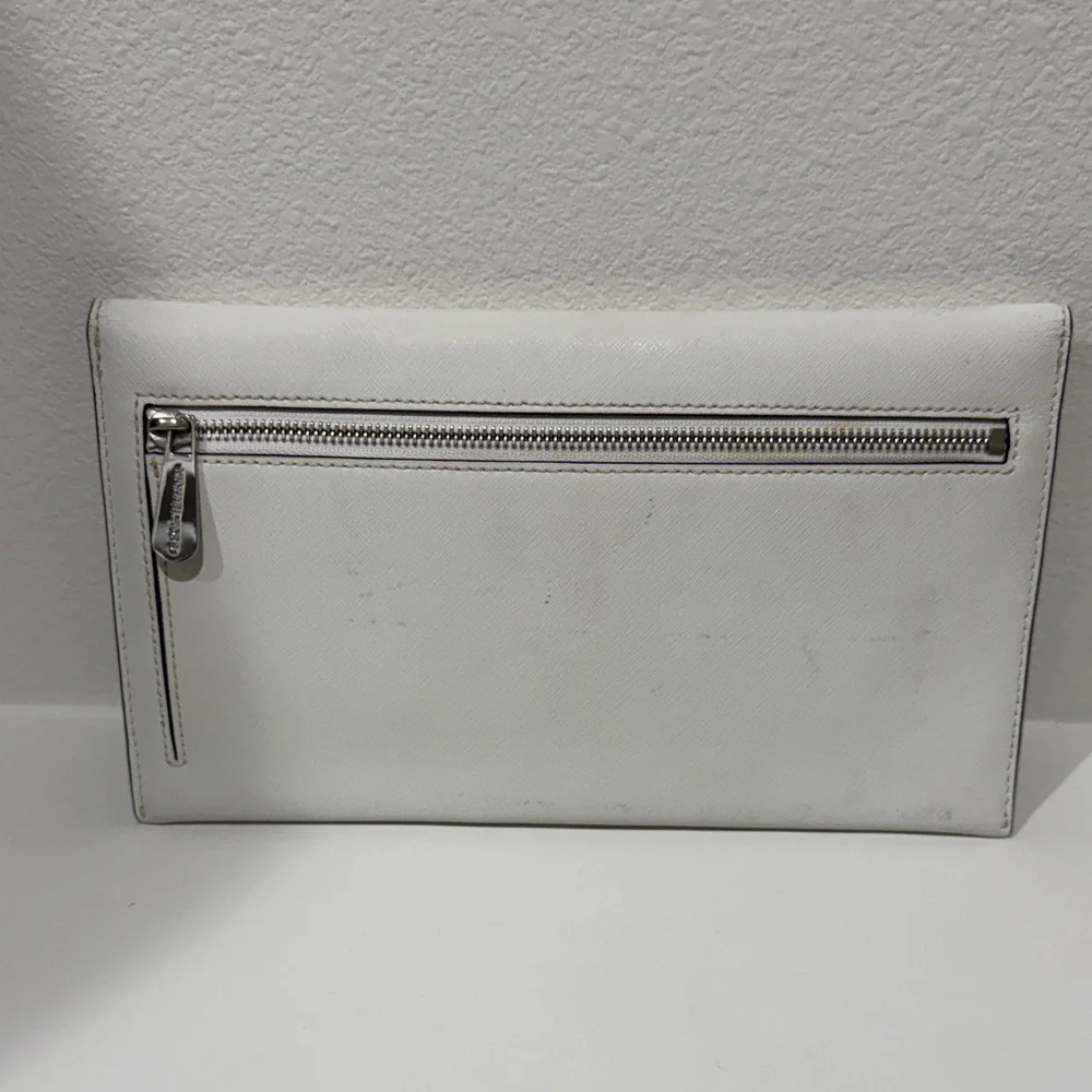 Michael Kors Silver Studded White Clutch - Picture 5 of 7